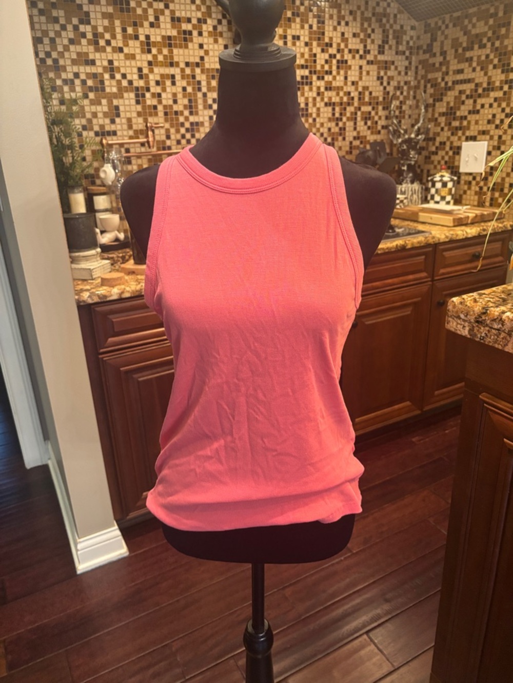 Rachel Zoe Coral Pink Ribbed Tank Top